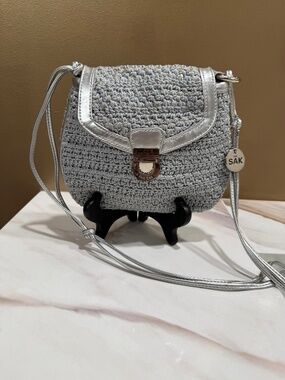 The Sak small crochet shoulder bag Metallic silver finish